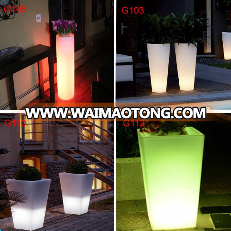 16 colors changing Plastic Battery Operated Led high Flower Pots illuminated for Garden