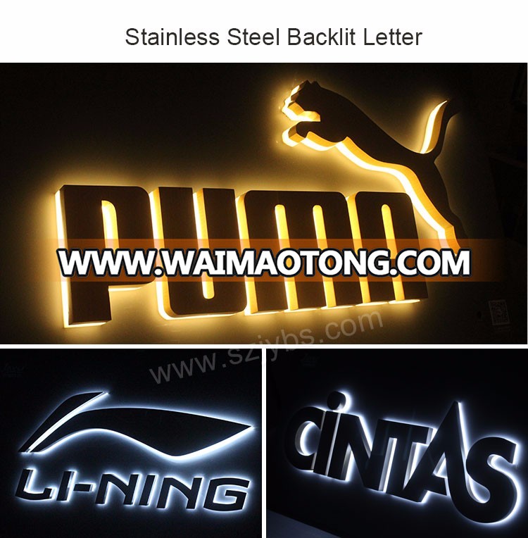 Custom Font Free Design Acrylic Face & Stainless Steel Side Alphabet Letter Sign With LED Light