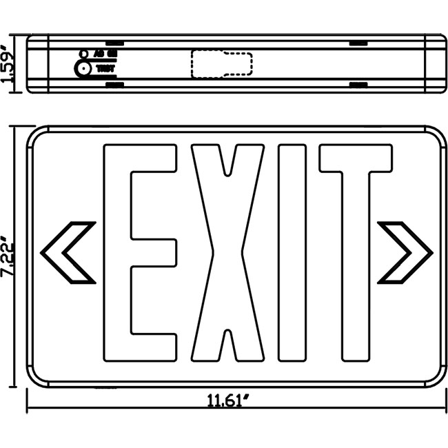 Self Testing Exit Sign UL Certified Hardwired Red LED Battery Backup Emergency Lighting