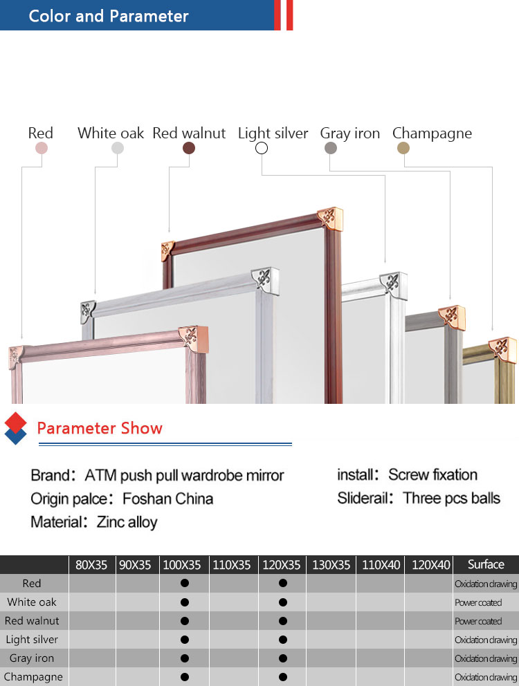 For Bedroom Full-Length Mirrors Safety Colors Bevelling Pull Out Dressing Wardrobe Mirror