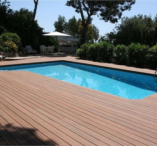 Outdoor Waterproof Teak WPC Decking DIY Tiles For Balcony Swimming Pool