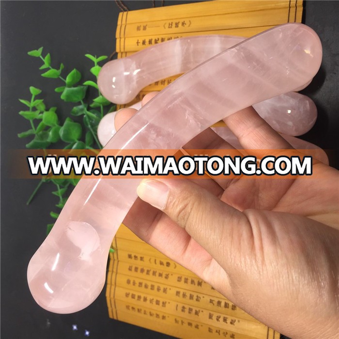 natural Rose quartz crystal dildo yoni healing crystal massage wand