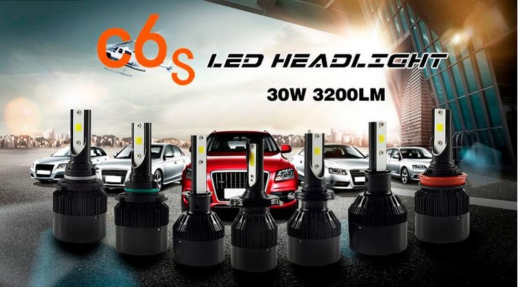 Car LED Headlight 30W 3200LM H4 C6S LED Headlight H3 H4 H7 H8 H11 9004 9005