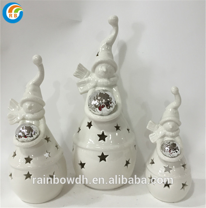 Tall Angel Shape Ceramic Lantern with Led Light Christmas Decoration