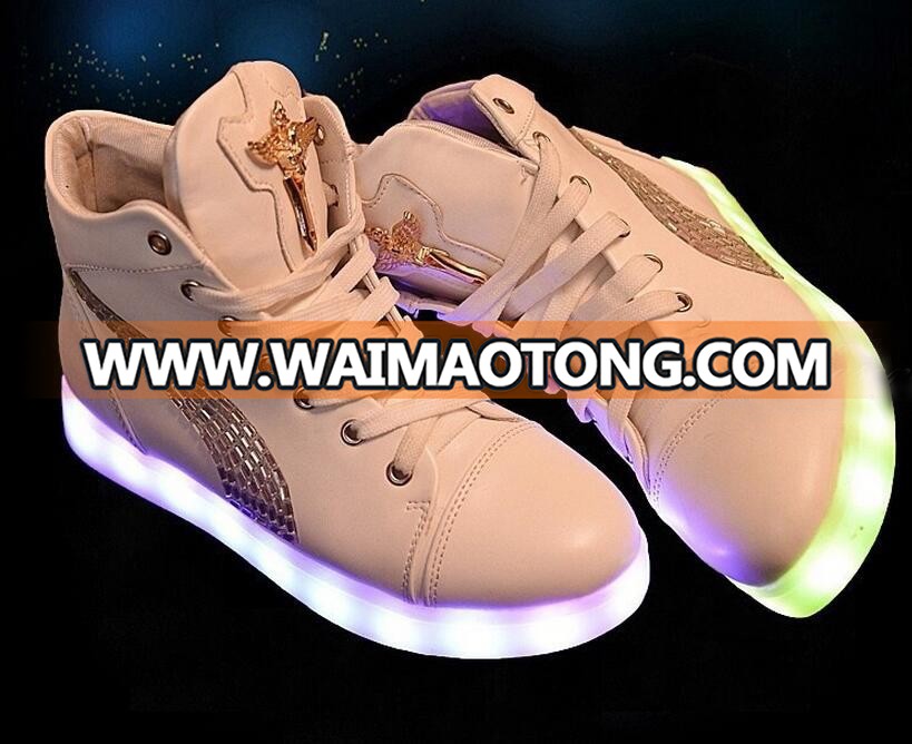 New high top led shoes men women glowing light up basket led luminous shoes adult femme flashing led shoes 35-46 size