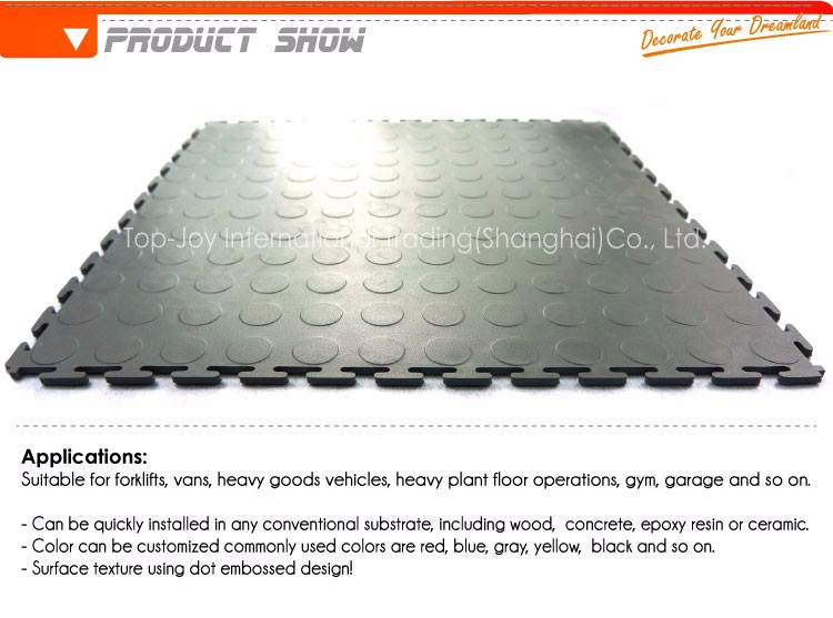 500mm*500mm Industrial Interlocking Garage Vinyl Floor Tile Mat