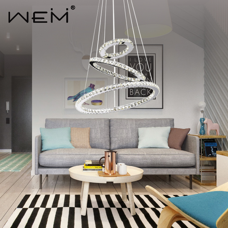 Modern Design Crystal Pendant Lighting Chandelier Round Hanging Pendant Light