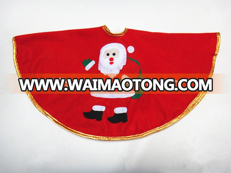 Latest design christmas decorations wholesale christmas tree skirt with gold line and santa