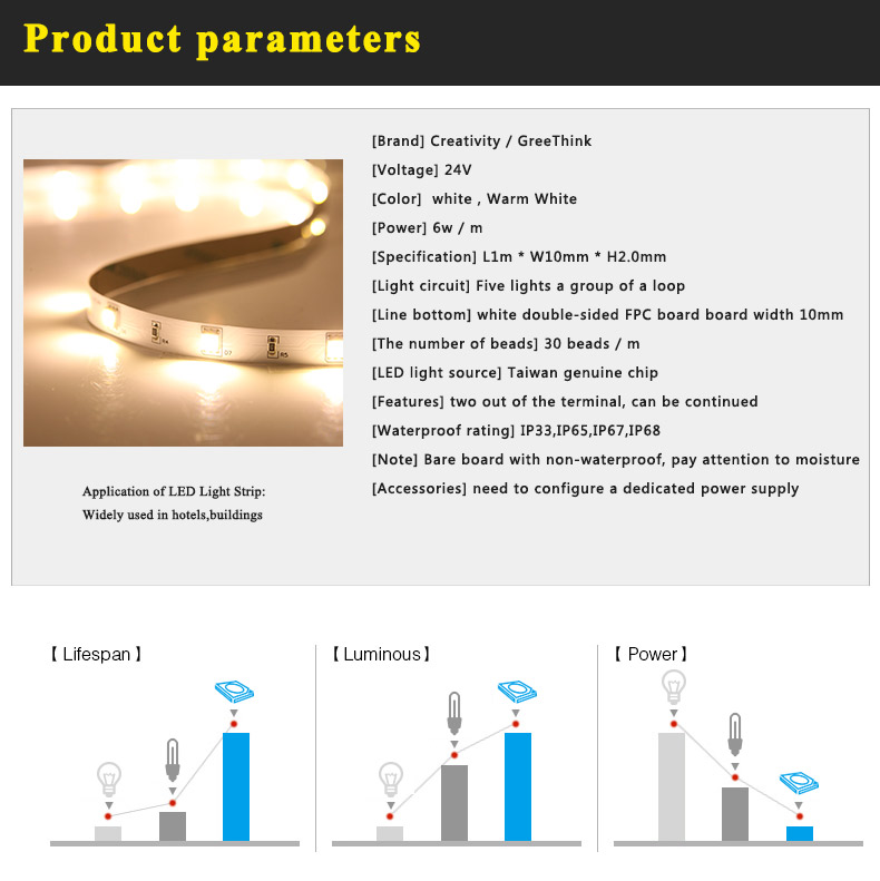 Flex LED Strips 10 mm width IP65 5050 SMD Double side flexible strip led 12v