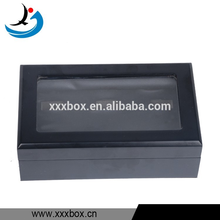 Black Matte Wooden Championship Ring Box With Top Window