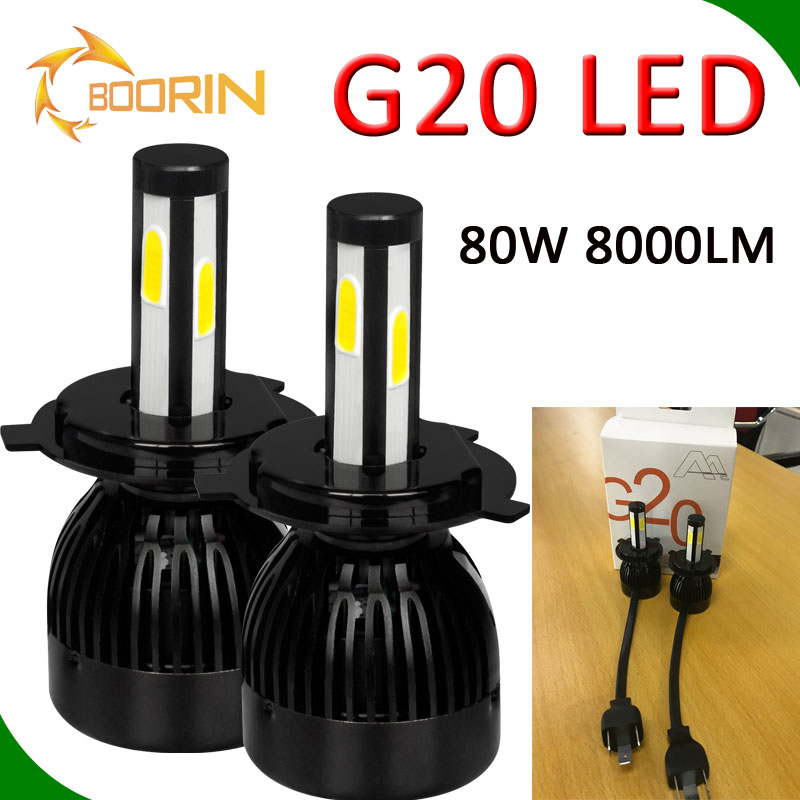 G20 LED HEADLIGHT 4 SIDES LED CHIPS 80W 8000LM KIT FANS COOLING H1 H3 H7 H11 80W 8000LM 6000K COB LED CHIPS GOOD QUALITY BULBS