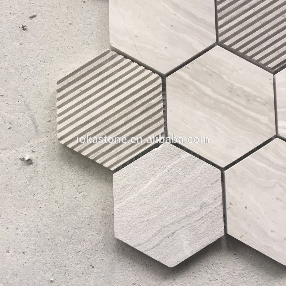 Carrara white mixed marble grey hexagon wall mosaic tile