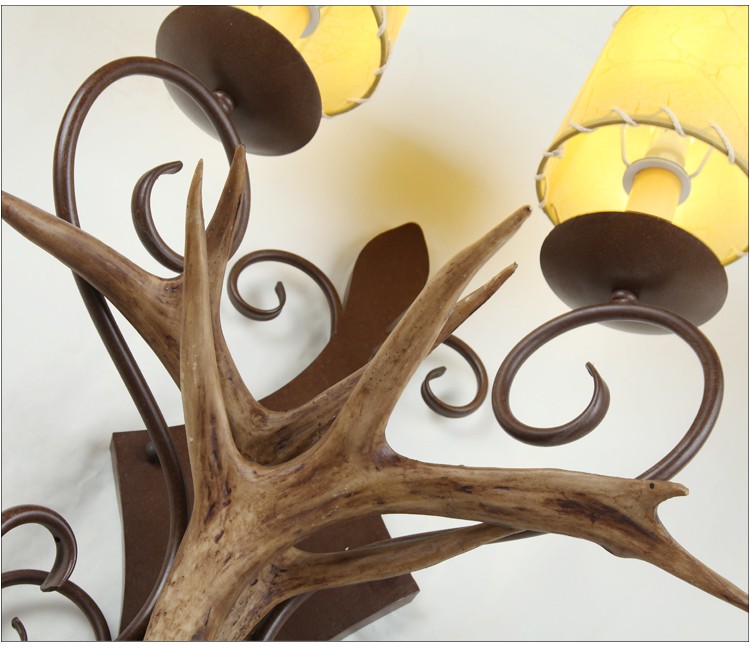 Wholesale vintage resin antlers modern hotel wall lamp with E14 edison bulb wall lamp hotel headboard