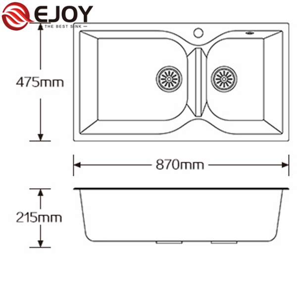 Ejoy High Quality Customized black american kitchen sink double bowl  XW880