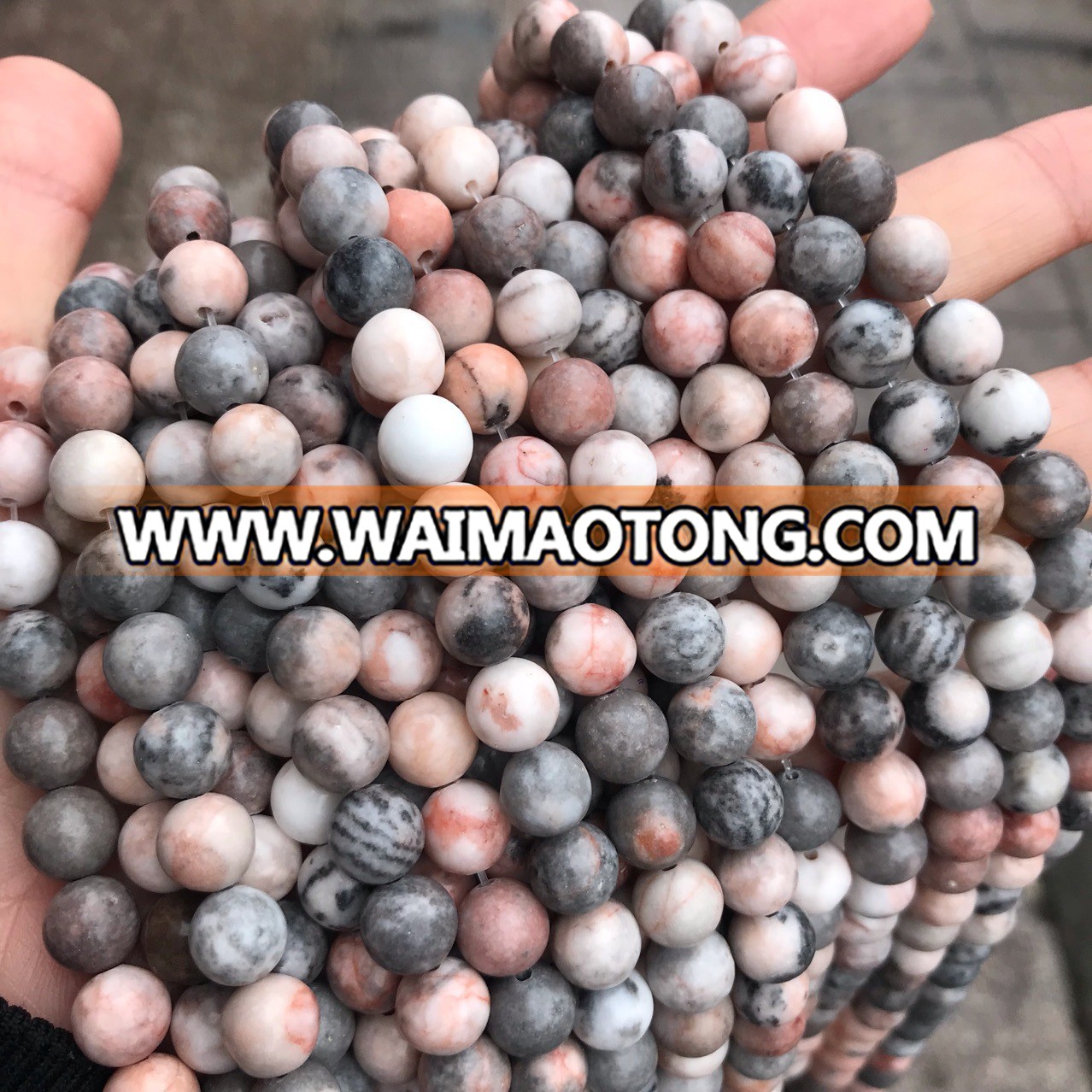 China factory natural pink zebra jasper 12mm stone round beads for bracelet