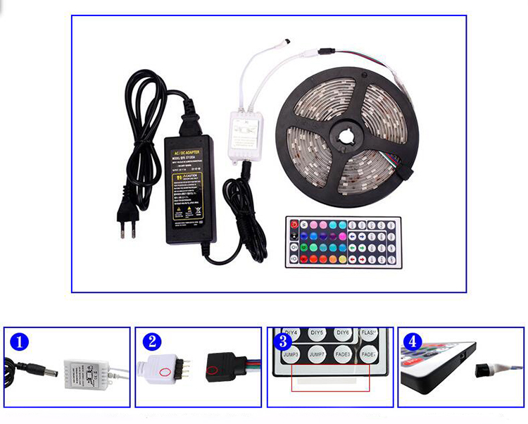 smd5050 LED Strip Light Kit IP65 AC5A Power Adapter RGBW Flexible LED Strip Light Kit