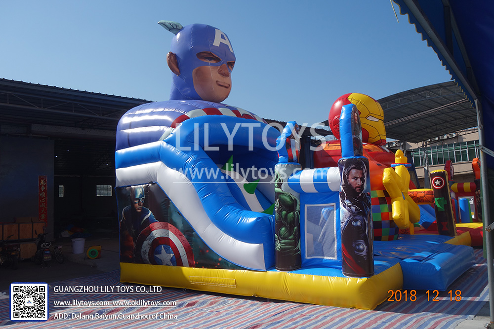 Inflatable Amusement Park Kids club Superhero theme park Funcity big bouncer