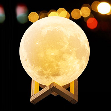 3D Printing Moon shaped smart Lamp with Touch Sensor Switch and Dimmable Brightness 2 Colors for Amazon