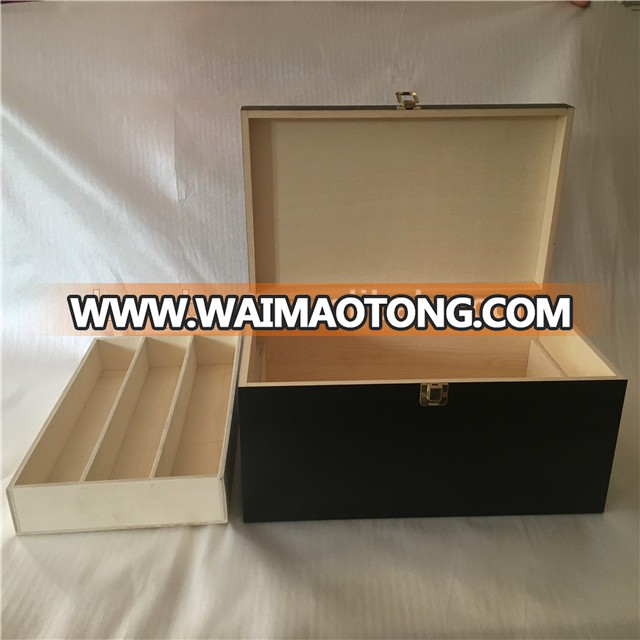 Black Lacquer Rolling Tray Box Stash Wood with Custom Printing Logo and dovetail Corners