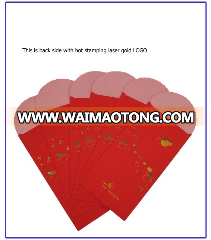 china factory produce chinese new year red packet envelope with hot stamping emboss for bank and insurance company