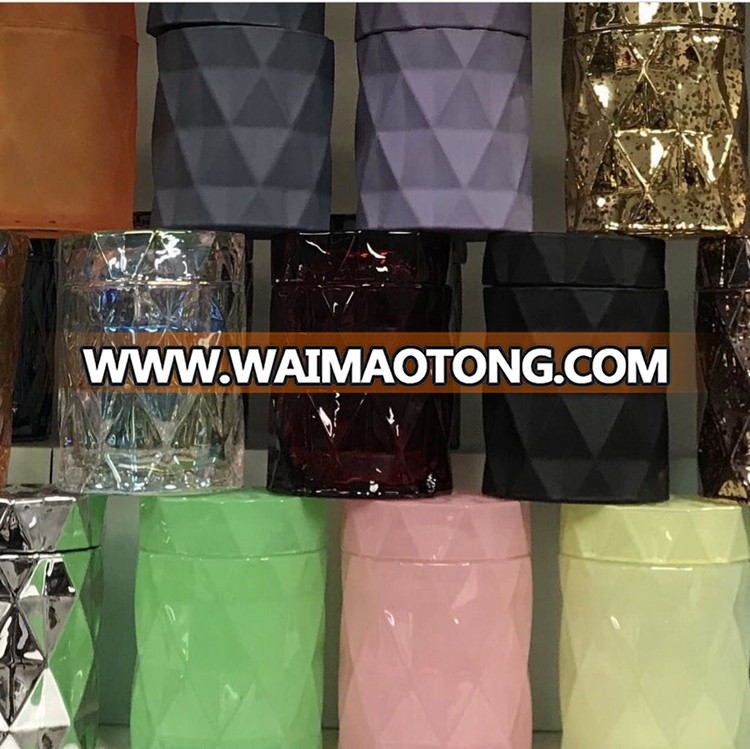 Glass Material and Home Decoration Use Diamond Candle Jar