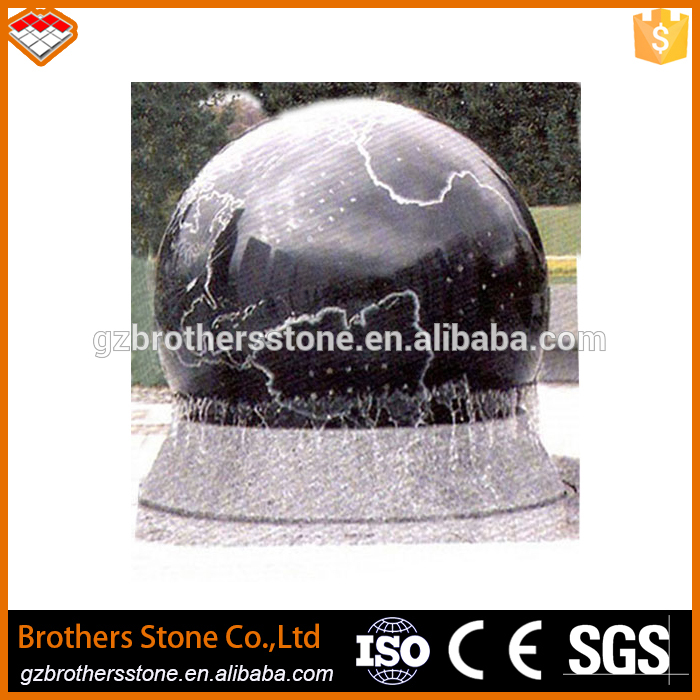 Garden carved black granite stone rolling fortune ball