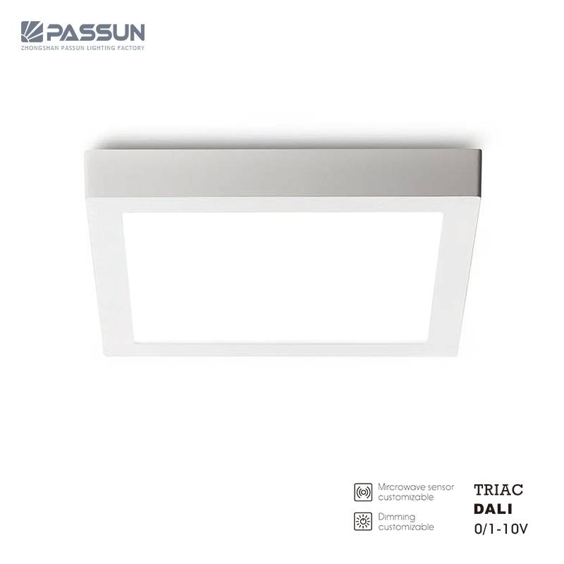 Modern design restaurant bathroom bedroom square acrylic black smd 12w 18w 24w led ceiling light