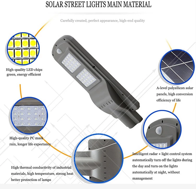 Outdoor road park 6000K 3000K all in one 40W 40 watt led solar street light