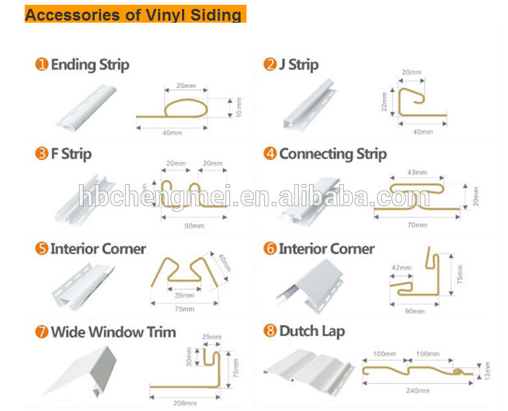 Waterproof ASA Plastic synthetic resin pvc vinyl sidings, exterior wall cladding