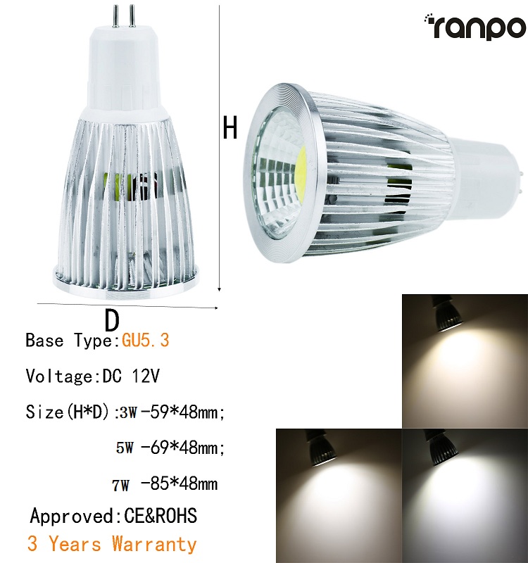 Energy Star Dimmable 12V COB LED SpotLight Bulb MR16 GU10 E27 E14 GU5.3 B22 3W 5W 7W White Lamp Indoor Lighting