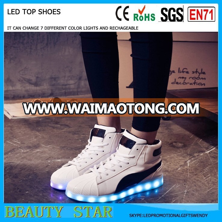 Factory selling Men/Women LED shoes,rechargeable led classic shoes with 7 color light changing