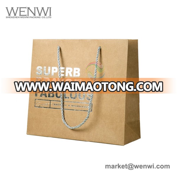 Luxury Custom Black Logo Printed Shopping Kraft Paper Bag with Handle