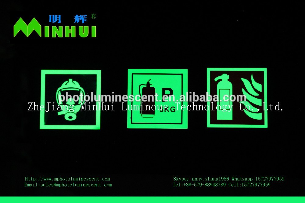 MINHUI photoluminescent exit signs/glow signs/glow in dark signs