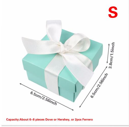 Wedding Favors and Gifts Box Blue Paper Gift Bag with Silk Ribbon for Wedding Decorations Event Party Wholesale