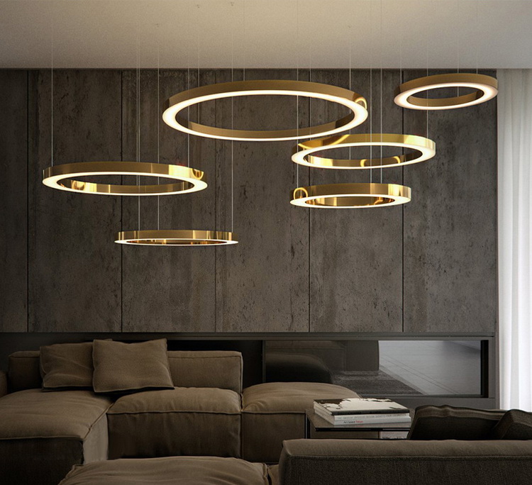 Modern nordic pendant lights ceiling led circle adjustable chandelier ring lamp for home Restaurant Hotel Indoor Decorative lamp