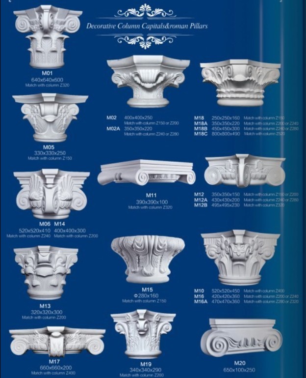 gypsum roman pillar chapiter, column and base