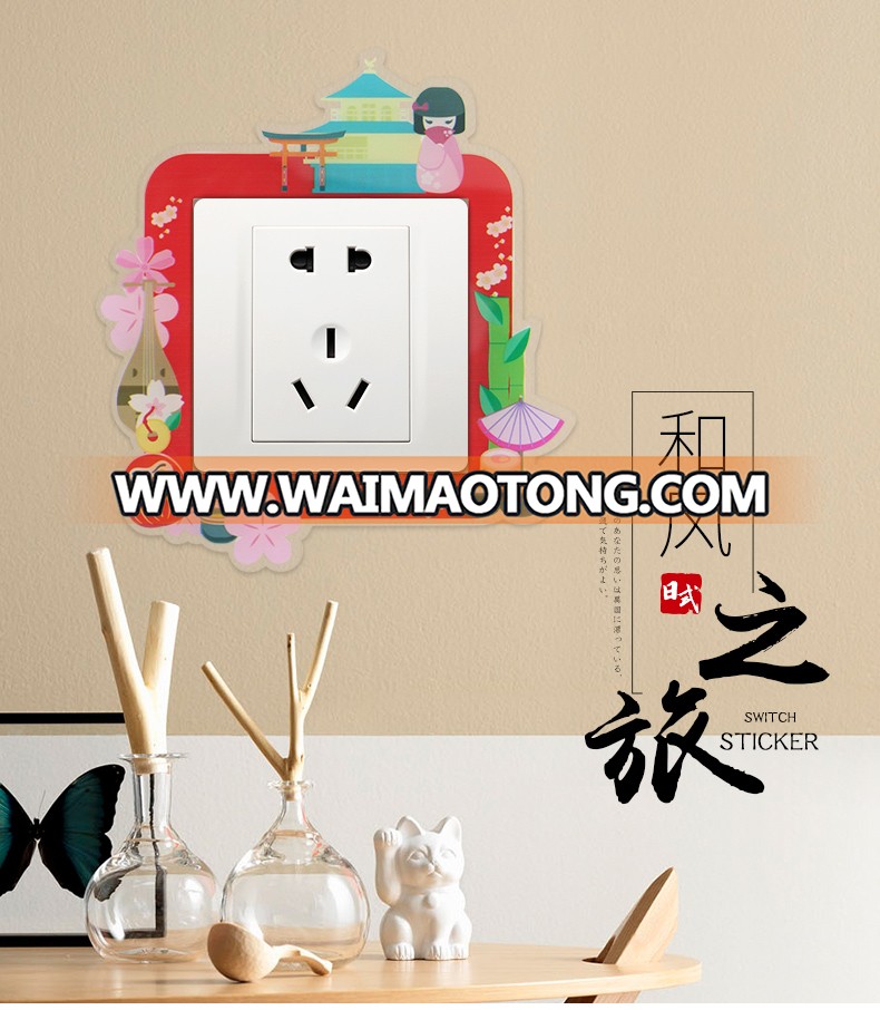 ROOGO cheap Japanese style acrylic wall decor cute single open switch sticker for sale