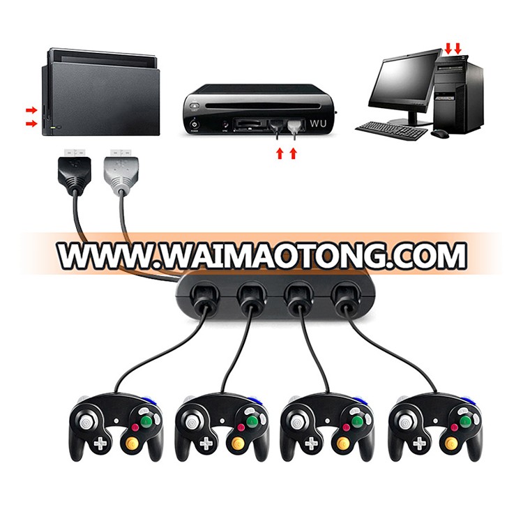 2 In 1 4 Ports Game Accessories Adapter Converter For Game cube Controller NGC/Wii U/PC Adapter