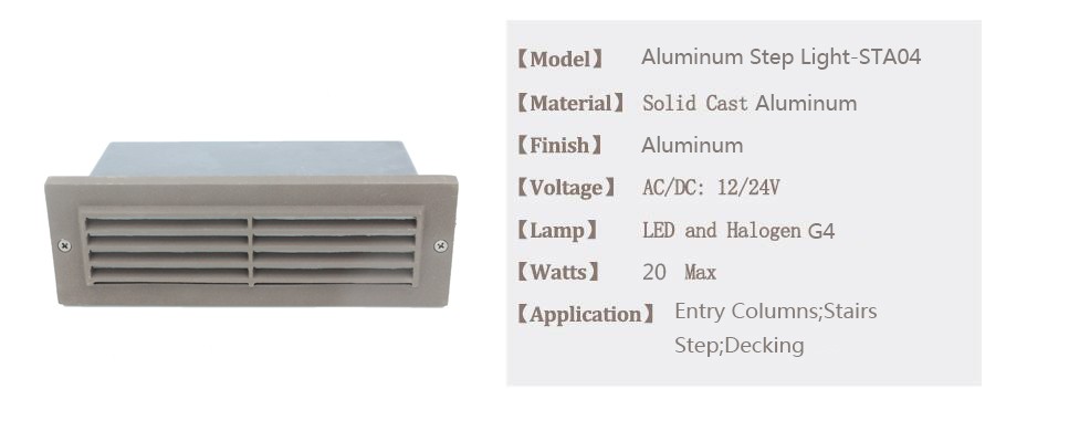 STA04 low voltage led aluminum box and louvered cover lighting fixture outdoor step stairs lights with ETL/UL approval