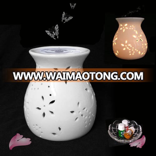 The Newest Stereo Hollowed Flower Fragrance Candle Reed Diffuser Ceramic Oil Burner Gift Set