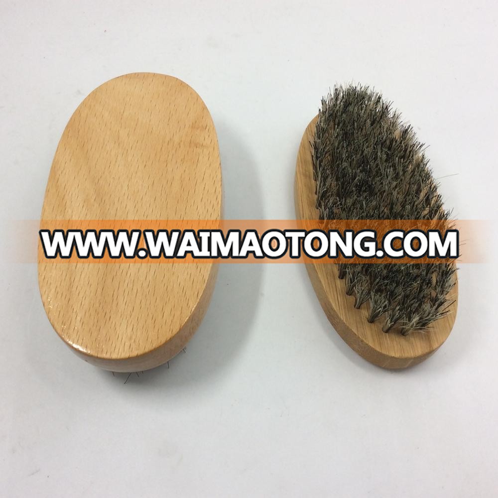 logo printed custom wood beard brush for men