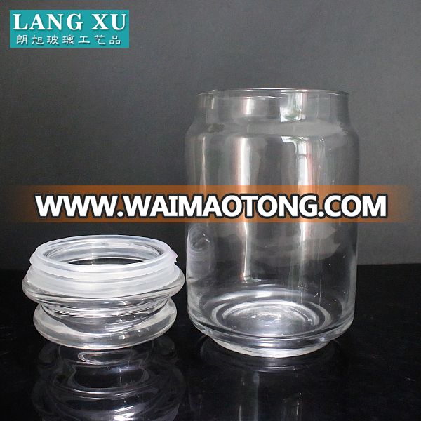 LX010 high capacity transparent 580ml airtight glass jar with silicone for wax candle or food storage