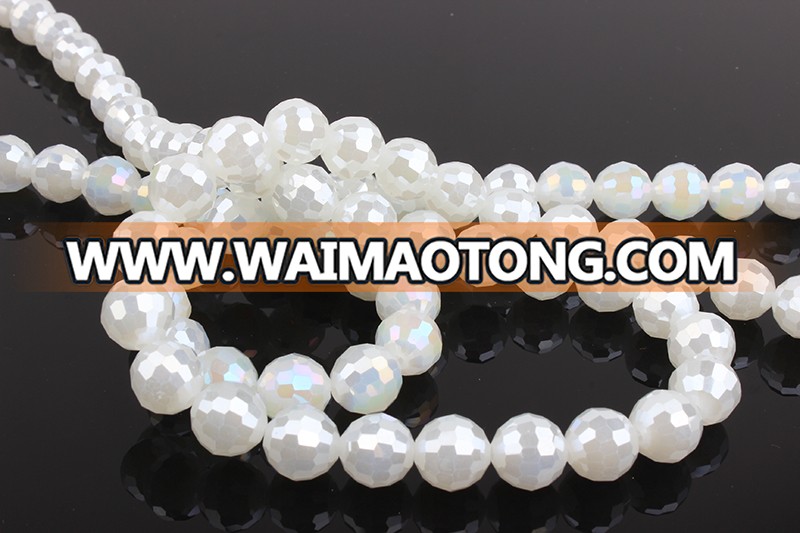 White Crystal Glass Round Bead