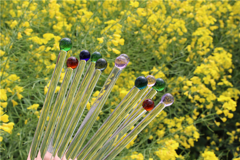 Diameter 6mm x Height 18cm Handmade Borosilicate Pyrex Glass Swizzle Sticks Glass Mixer