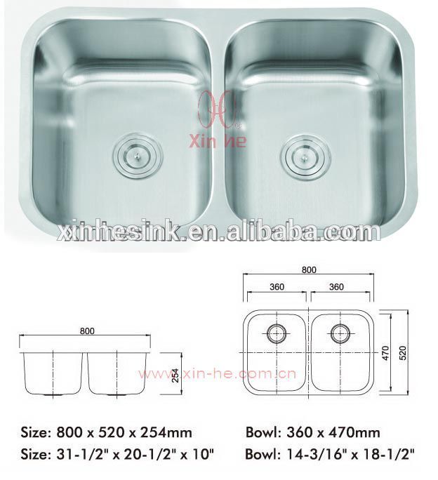 Stainless Steel 304 Double Bowl Kitchen Commercial Sinks