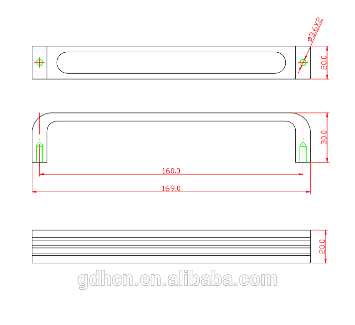 Furniture cabinet flat drawer zinc cabinet handles