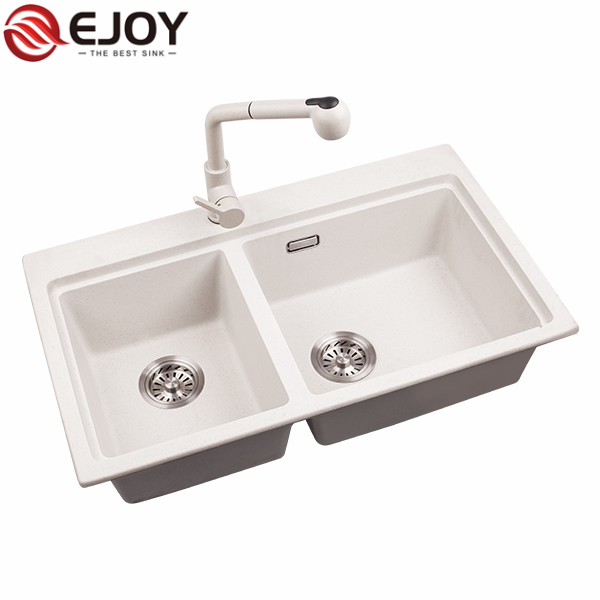 Ejoy High Quality Customized double bowl kitchen granite sink FQ810