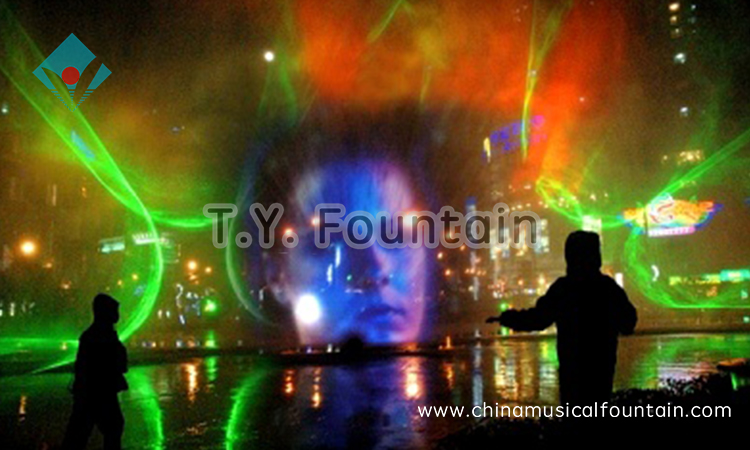 Lake fountain water screen movie fountain performance water projector