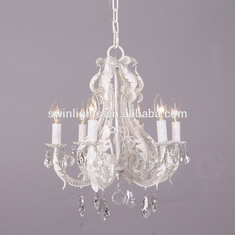 Hot selling wholesale RH crystal chandelier, antique white iron chandelier lighting C6031-6