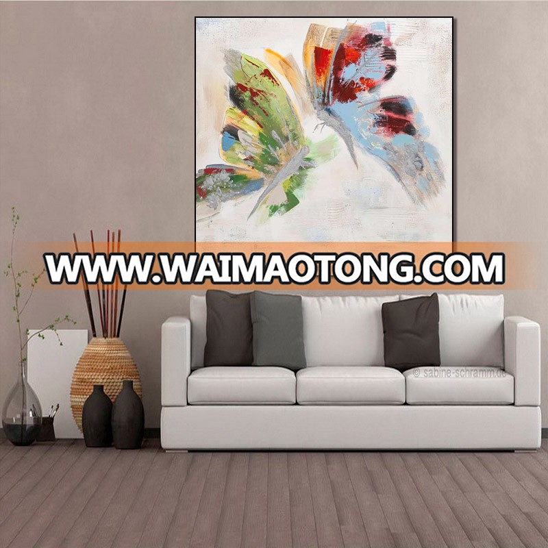 Hand Painted Abstract Gold Foil Art Beautiful Dragonfly Insects Oil Painting on Canvas Modern Home Wall Decor Artwork